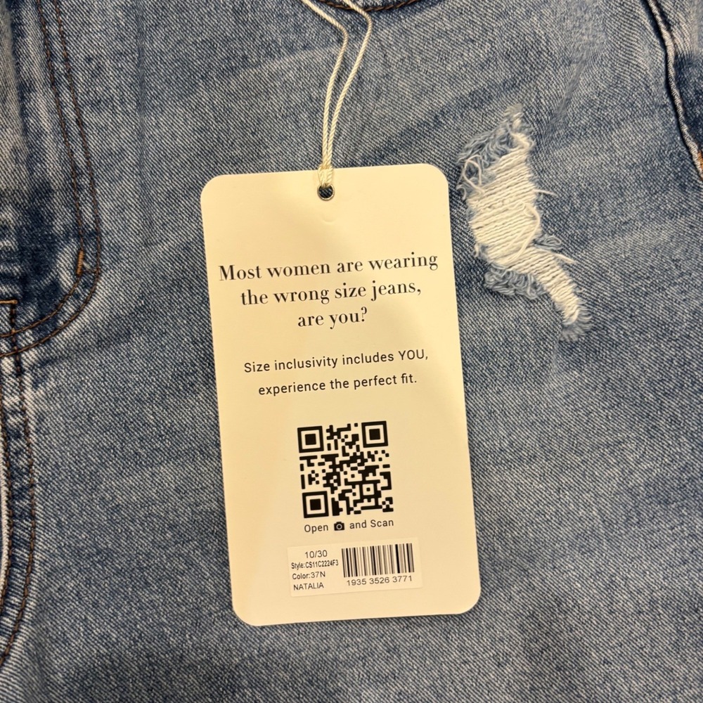 NWT 1822 Denim High Rise Wide Leg Distressed Jeans Medium Wash‎ Blue 10/30 - Picture 4 of 12